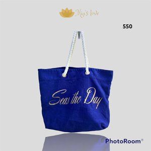 PoP, Beach Bag, Blue color, 100% cotton.